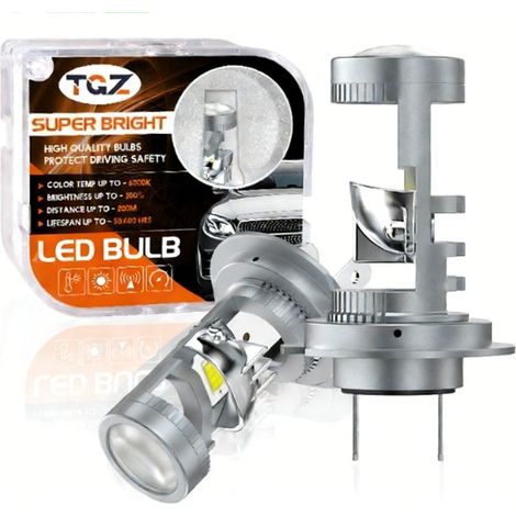 H7 Dual-LED-Projektionslinsen für Autoscheinwerfer, geeignet für LED-Autobeleuchtung, Turboscheinwerfer und 12V-Fern- und Abblendlichtlampen (2er-Pack).