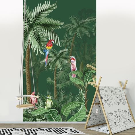 Papier peint Intissé Tropicale avec Perroquets, 250 cm X 150 cm - Forêt Exotique (1/2)