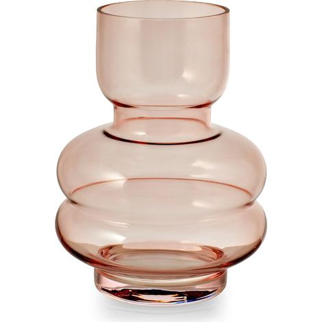 H&H Vaso in Vetro Borosilicato Rosa, 21cm – Design Sagomato ed Elegante