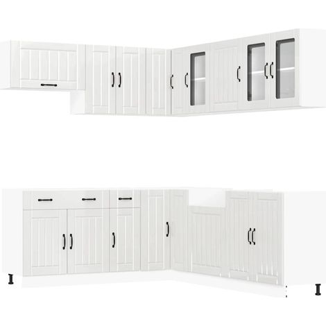 Maison Exclusive - 11dílná sada kuchyňských skříněk "Lucca" bílé lesk kompozit (1/5)