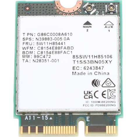 Carte réseau sans fil WiFi pour Intel BE200NGW 8774 Mbps M.2 Bluetooth 5.4 WiFi7, adaptateur NIC sans fil pour routeurs et points d'accès sans fil WiFi7, WiFi6E, WiFi6 et WiFi5 (1/5)