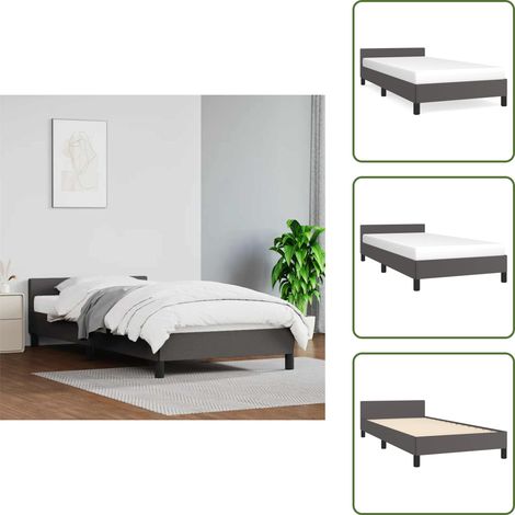 Cadre de lit avec tête de lit sans matelas gris 80x200 cm - Cadre De Lit - Lit Double - Literie - Meuble Chambre - Design Moderne (1/5)