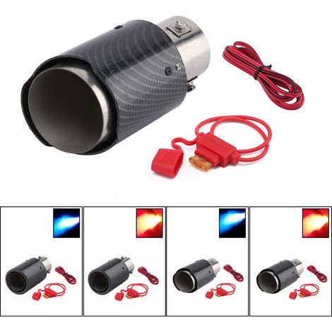 Pot d'échappement lumineux texturé en fibre de carbone sur mesure pour voitures et motos, avec éclairage LED effet flamme, pot d'échappement en acier inoxydable - bord droit (sans éclairage) (1/4)