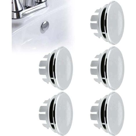 YMYNY Bouchon Trop Plein Lavabo, Anneau Bouchon De Trop-Plein, Garniture Évier de Trou Rond, Pièces de Rechange pour Trou de Drainage Couvercle Rond pour évier de Cuisine Trou D'évier de Baignoire, 5P (1/4)