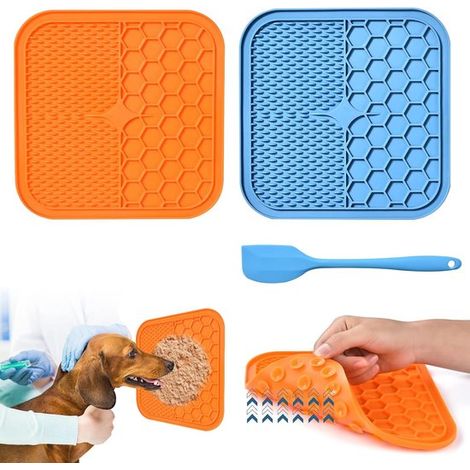 Paquete de 2 alfombrillas para lamer para perros con ventosas,Alfombrillas de alimentación lenta sin BPA,Incluye 1 raspador de silicona (1/5)
