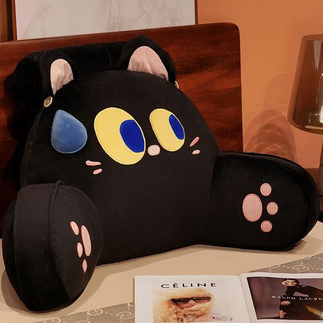 1-Pack - Oreiller, oreiller de lecture pour dossier de lit, oreiller lombaire moelleux, avec taie d'oreiller lavable, avec accoudoirs, convient pour s'asseoir, se détendre, regarder la télévision, jou