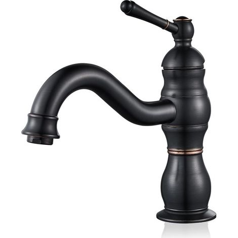 Grifo de cocina retro, Grifo mezclador, Grifo de latón, Estilo rústico, Incluye manguera de agua G3/8, Manija de cerámica, Giratorio 360° (1/5)