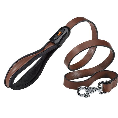 Ferplast GIOTTO BROWN G Guinzaglio in vera pelle con impugnatura ergonomica - 2 misure. Variante G20/120 - Misure: 20 mm x L 120 cm - Marrone (1/2)