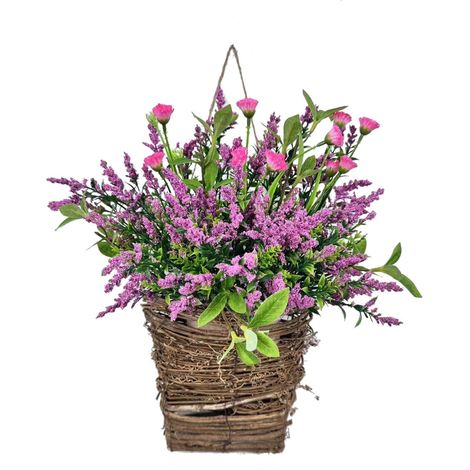 Guirlande Porte D'Entrée - Panier Suspendu Fleuri Avec Baies - Décoration Printanière Pour Porte D'Entrée - 1 Pièce (1/5)