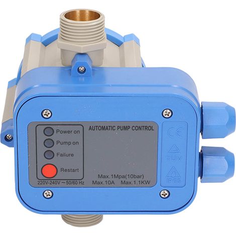 Régulateur de pression pour pompe à eau IP65 ABS 1.5-3.0 bar 220-240V 1.1kW gris bleu interrupteur contrôleur étanche (1/5)