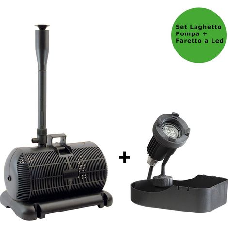 Multipack pompa per laghetto aqua 3 1450 litri/h + faretto halley a led sommergibile