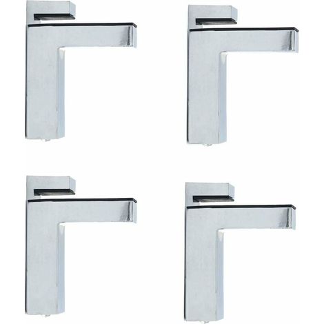 Set of 4 Wall Mount F-Shaped Glass Clamps Adjustable 6-28mm Thick Zinc Alloy Chrome Finish Shelf Bracket (1/5)