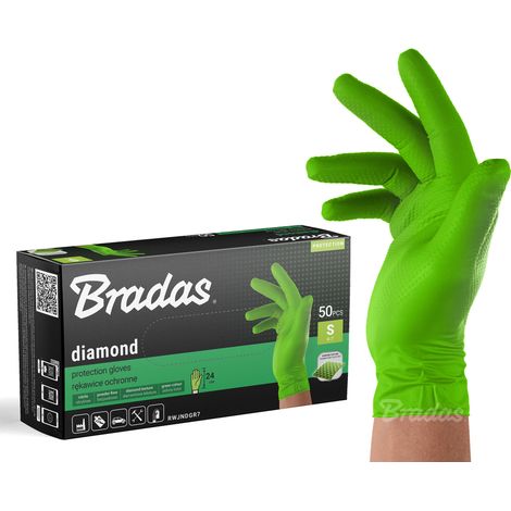 50 Stück Nitril-Einweghandschuhe Grün  Extra stark, puderfrei, lebensmittelgeeignet, XL (9-10) (1/4)