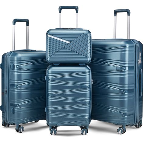 Ensemble valise rigide 4 pièces PP, pour maison et usage quotidien, roues amovibles et serrure à combinaison-Mi, format pratique