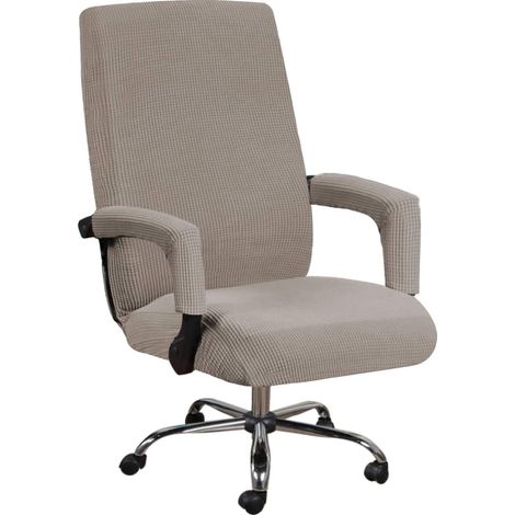 Computerstuhlbezug, elastischer Bürostuhlbezug (braun, L), universeller Stuhlbezug für Computerstuhl, Dekoration, Schutz für Freizeitstühle (1/5)