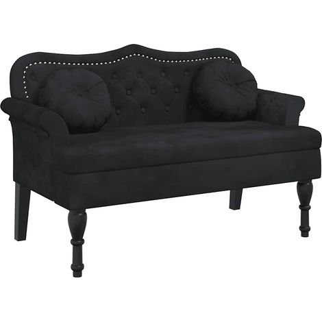 Banc avec coussins Noir 120,5x65x75 cm Velours CFW879834 (1/5)