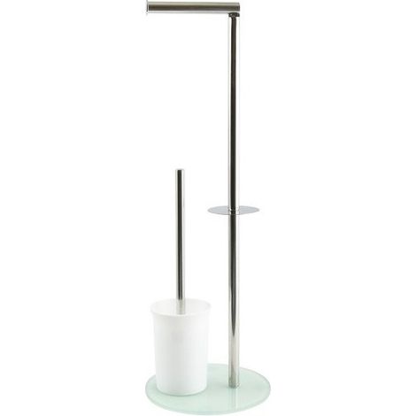 Portarollos escobillero  Combinado Acero Inoxidable Y Vidrio Blanco MSV