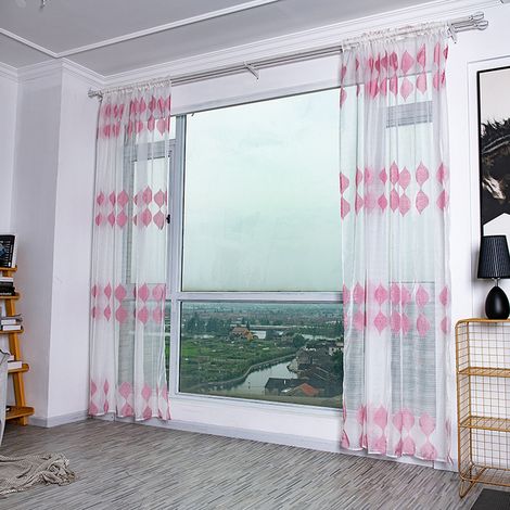 Rideaux en voile transparent ultra doux et anti-moustiques pour la décoration du salon, rose (1/5)