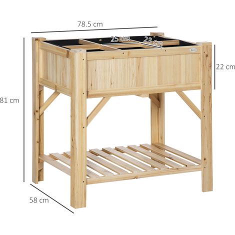 Carré de jardin surélevé en bois d'épicéa à 6 compartiments, 78,5 x 58 x 81 cm (1/5)