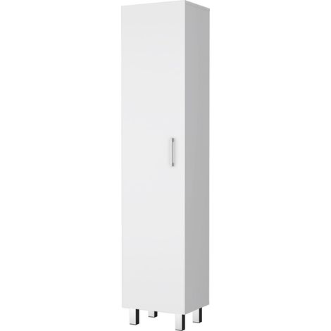 Colonna bagno Vintro in melamina con 4 ripiani e 1 anta (1/5)