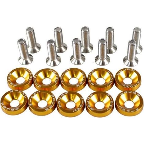 10 pièces, rondelles garde-boue aluminium + boulons M6, finition or, pour Honda Civic Integra RSX (1/4)