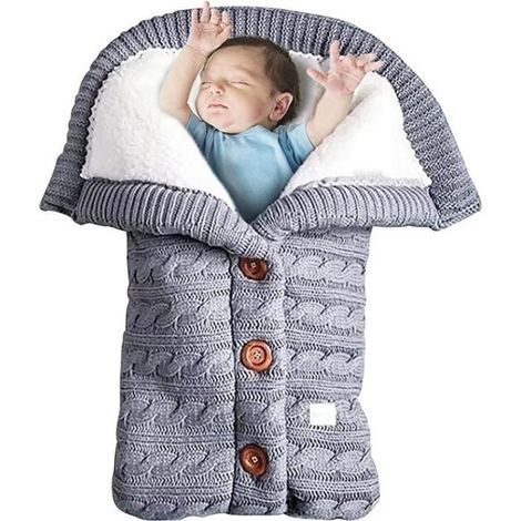 Nid d'ange tricoté ROCK pour bébé - Convient de 0 à 12 mois - Gris