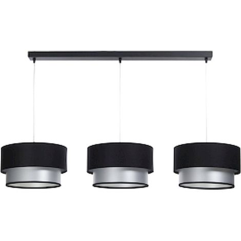 Suspension élégante satin noir intérieur argenté lumière raffinée - Noir satin avec intérieur argenté (1/5)