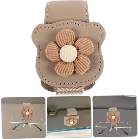 Rangement pour voiture – Porte-lunettes de soleil et porte-cartes facile à clipser pour pare-soleil (motif floral créatif pour l'intérieur)