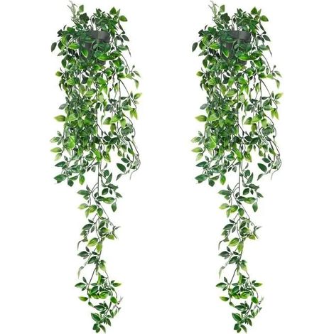 2Pcs 80cm Plante Tombante Artificielle avec Pot Lierre Artificielle Fausse Plante pour Célébration, Cuisine, Jardin, Bureau (1/4)
