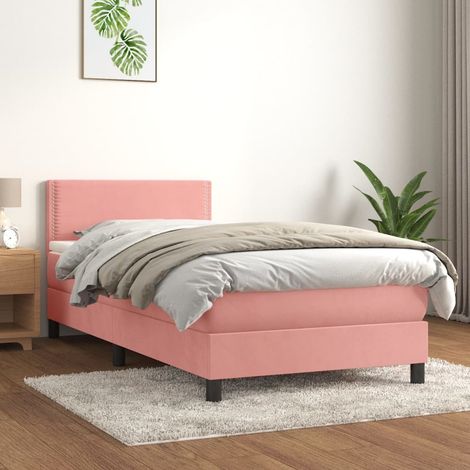 Sommier à lattes de lit avec matelas Rose 100x200 cm Velours (1/5)