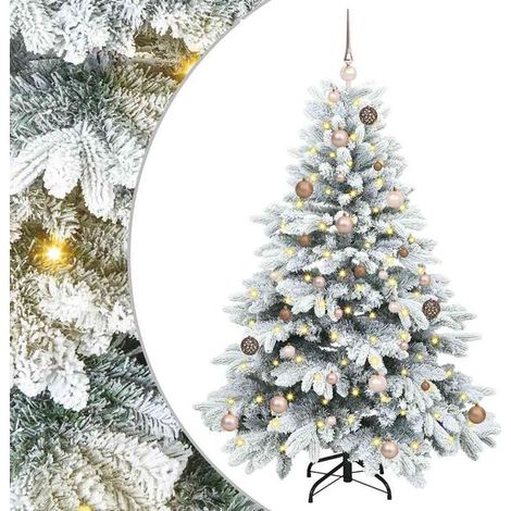Sapin de Noël artificiel avec 150 lumières LED blanches, 150 cm de haut, en PE et PVC. (1/5)