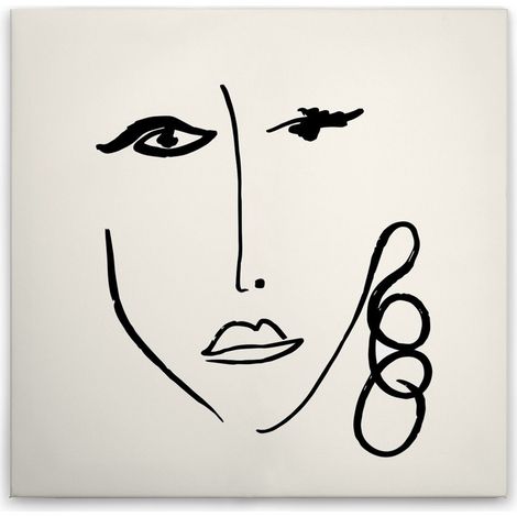 Leinwandbild Abstrakt Oneliner M1-No.51394 - Kunstdruck auf Leinwand in Weiß Schwarz - Wandbild 30 x 30 cm (1/5)