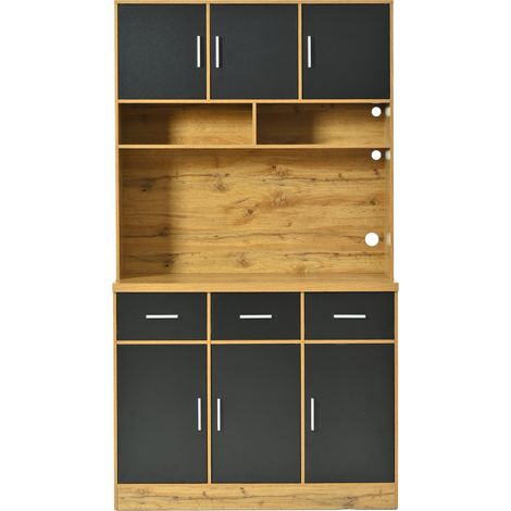 Aparador de cocina 100x40x180 cm con LED APP, cajones, estantes regulables y enchufes (1/5)
