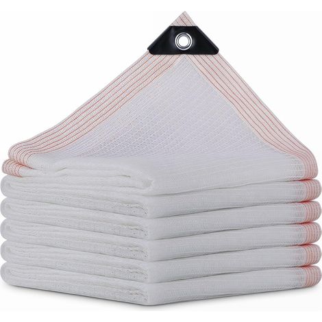 Toile d'ombrage blanche (50 % d'ombrage, avec œillets) — Respirante et perméable à l'eau — Tissu en maille durable, convient aux jardins, serres, patios, potagers, chenils, poulaillers ou comme écran (1/5)