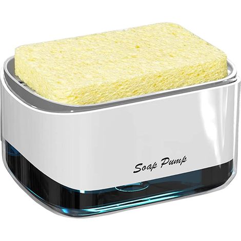 Distributeur de Savon Liquide avec Porte-éponge 2 en 1,Distributeur Liquide Vaisselle,Distributeur de Pompe à Main en Plastique pour Évier de Cuisine (1/5)