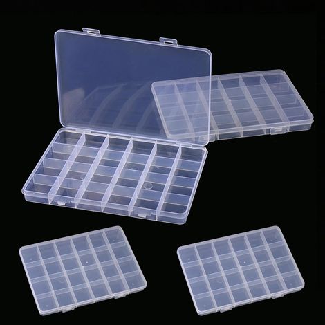 Set de 4 boîtes de tri 24 compartiments, pour petites pièces et bijoux, rangement pratique et bien organisé (1/5)