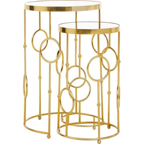 Premier Housewares Avantis Gold Metal Tables - Set of 2 (1/5)