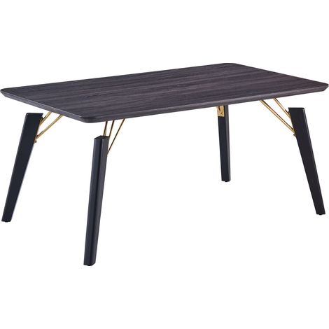Cosmo Lux Single Dining Table, Solid Metal Legs and Wood Top, Black (1/4)