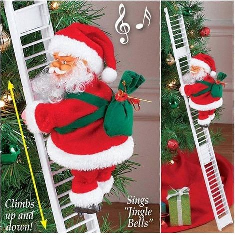 Échelle électrique du Père Noël, peluche Père Noël grimpant et descendant avec musique (échelle) (1/5)
