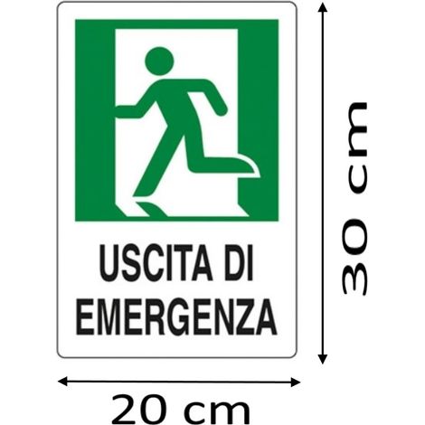Cartello segnaletico targa tabella pvc plastica uscita di emergenza 20x30 sx (1/2)