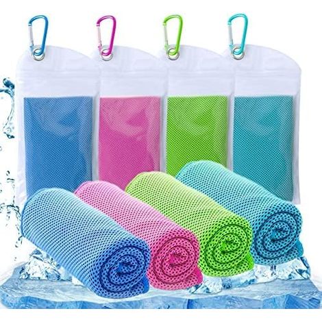Lot de 4 serviettes rafraîchissantes (40 x 12 pouces) — Serviettes rafraîchissantes en microfibre pour le cou et le visage (1/5)