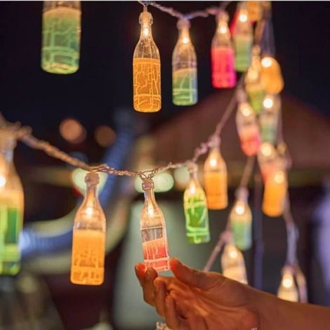 1 Guirlande lumineuse,LED blanc,forme bouteille vin,3m30,30 ampoules,extérieur jardin bar (1/4)