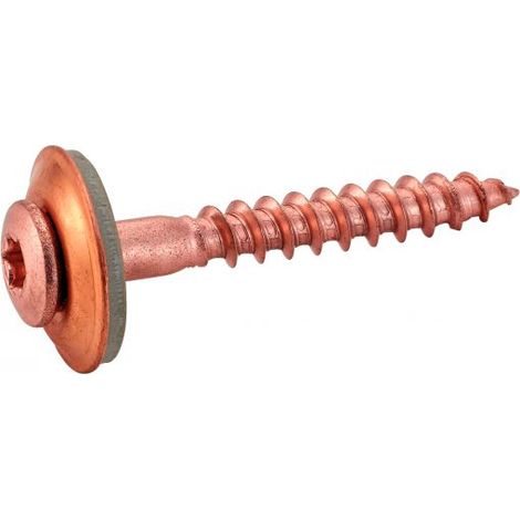 Vis à bois tête fraisée bombée Torx inox A2 cuivré avec rondelle EPDM Ø20mm 4.5x100mm boîte de 100 pièces - ACTON (1/3)