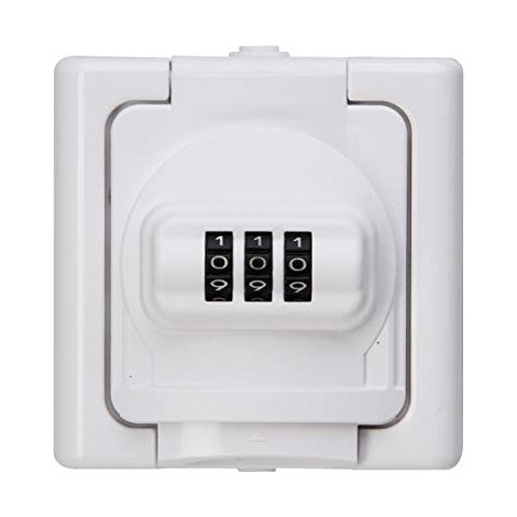 Prise de terre pour pièces humides avec serrure à combinaison – Indice de protection IP44 – 2 pôles – Couleur blanc arctique – Kopp (1/3)