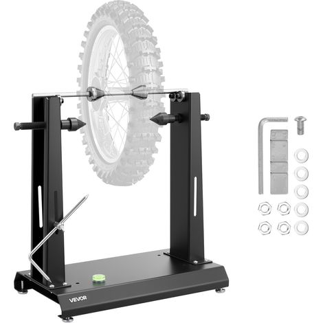VEVOR Soporte de Equilibrado de Neumáticos para Motocicleta, Carga de 40 kg, con Conos de Centrado Ajustables y Puntero de Centrado, para el Montaje de Neumáticos para Ruedas, 490 x 300 x 545 mm