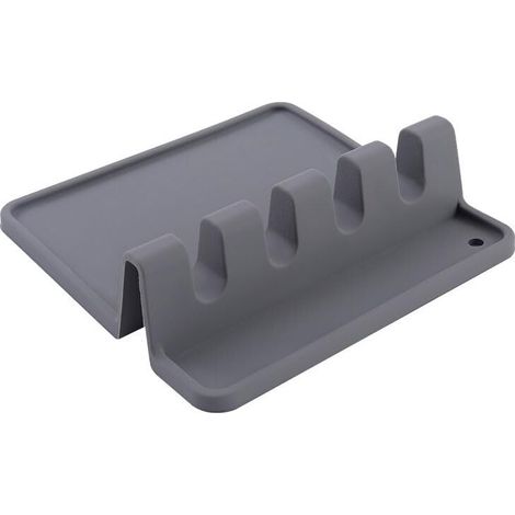 Poggiautensili da cucina in silicone per mestolo, spatola, pinza, forchetta – Resistente al calore, senza BPA, grigio, 1 pezzo