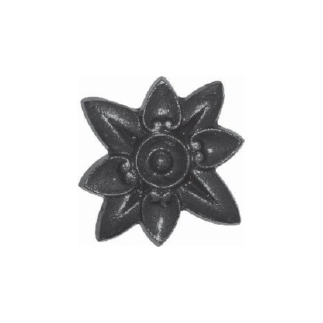 Deco Fer Forge – Rosace décorative en fonte 84mm – Fixation à vis M5 – Motif floral étoilé pour portails et portes d'entrée