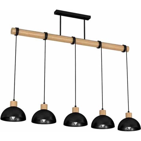Suspension Milagro ERIK noir bois clair 5xE27 100cm (1/5)