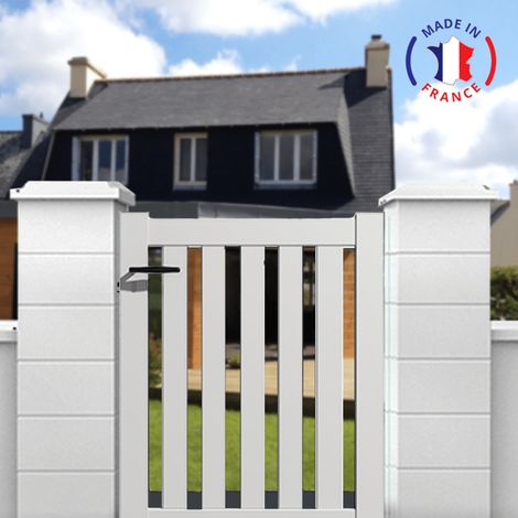 Portillon aluminium modèle ajouré en kit dimensions L.1000 (entre piliers) x H.1200 Couleurs Blanc (RAL 9010)