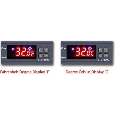 STC-3000 Digital Temperature Switch Controller, ℃℉ Display, Heating and Cooling Relay, NTC Sensor, Temperature Control Thermostat for Hatching (1/5)